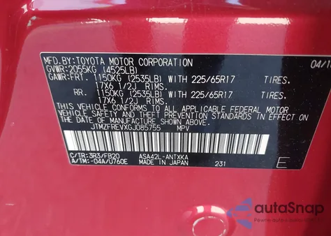 2016 Toyota Rav4 Le from USA, damaged, VIN JTMZFREVXGJ085755